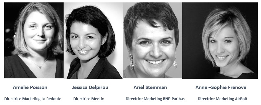 conference viuz inspire 28 Mai 2015 avec Amelie Poisson Directrice Marketing La Redoute Ariel Steinman Dierctrice Marketing Paribas Jessica Delpirou Directrice Meetic  Anne Sophie Frenove Directrice Marketing AirBnB