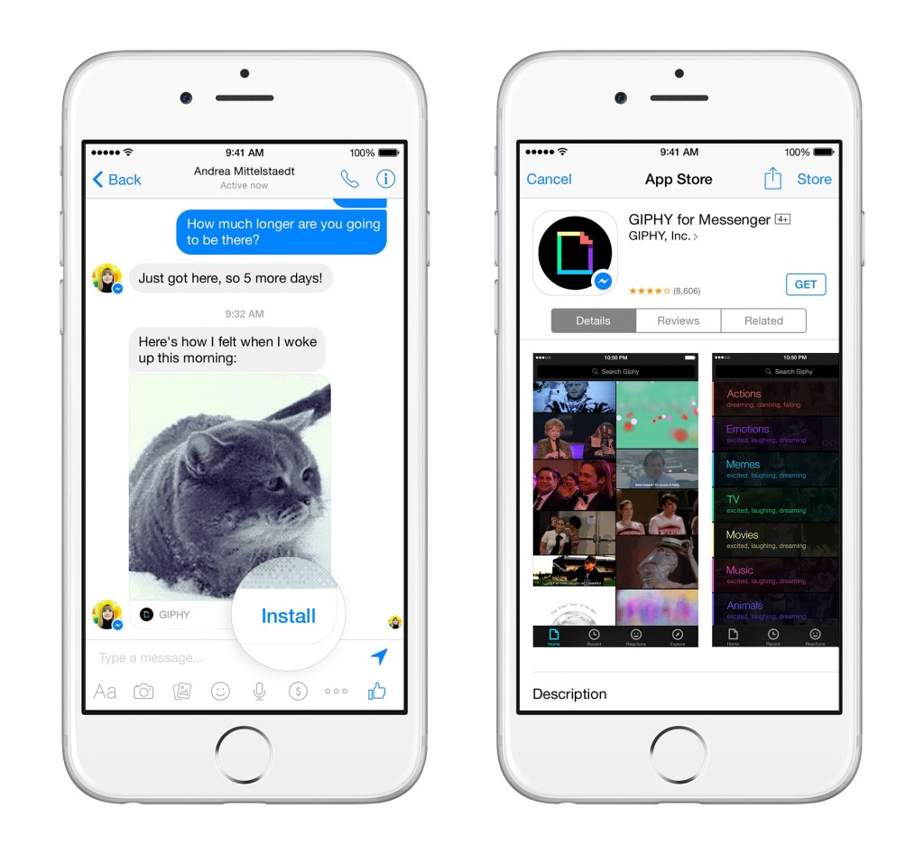 facebook messenger se transforme en plateforme des Apps échangeables qui s ouvrent directement dans ma messagerie de  l utilisateur