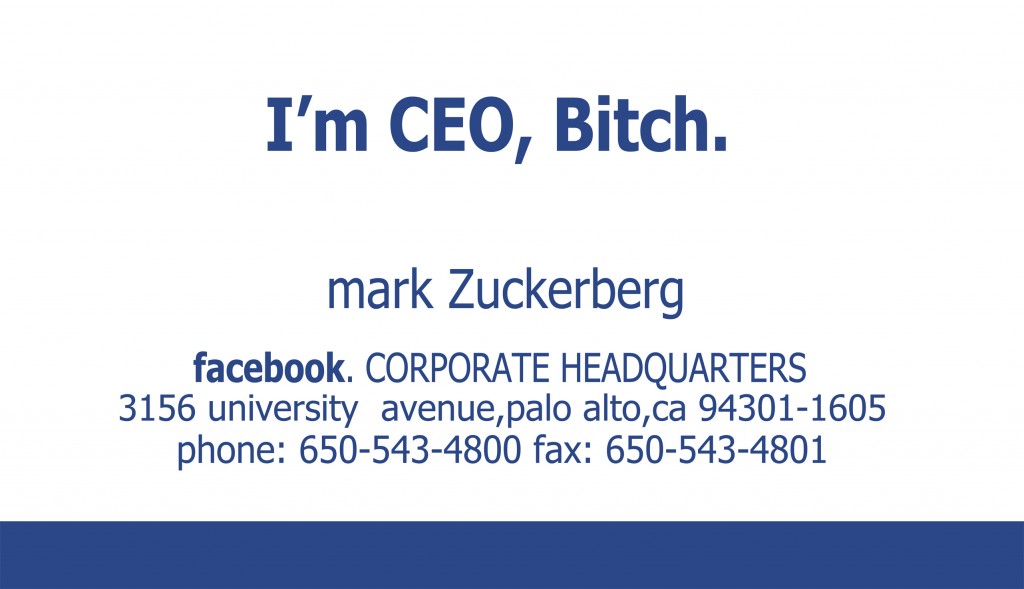 La première carte de visite de Mark Zuckerberg chez Facebook
